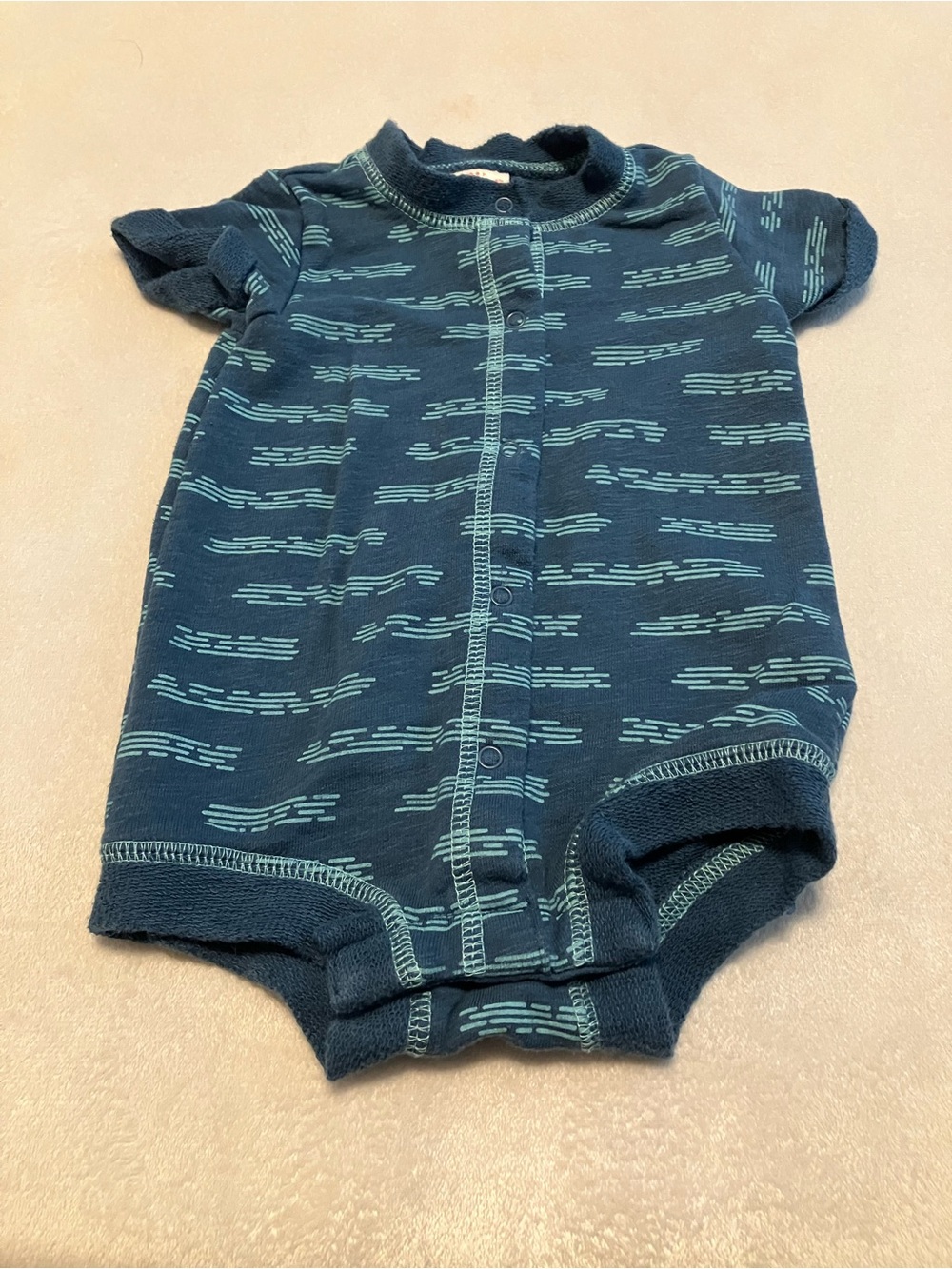 Baby Navy Blue Short-Sleeve One-Piece Shortie Romper
